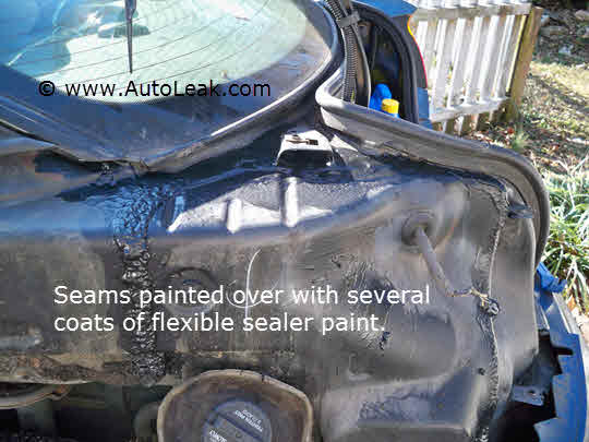 Removing bad seam sealer from Saturn car that has Trunk Leak